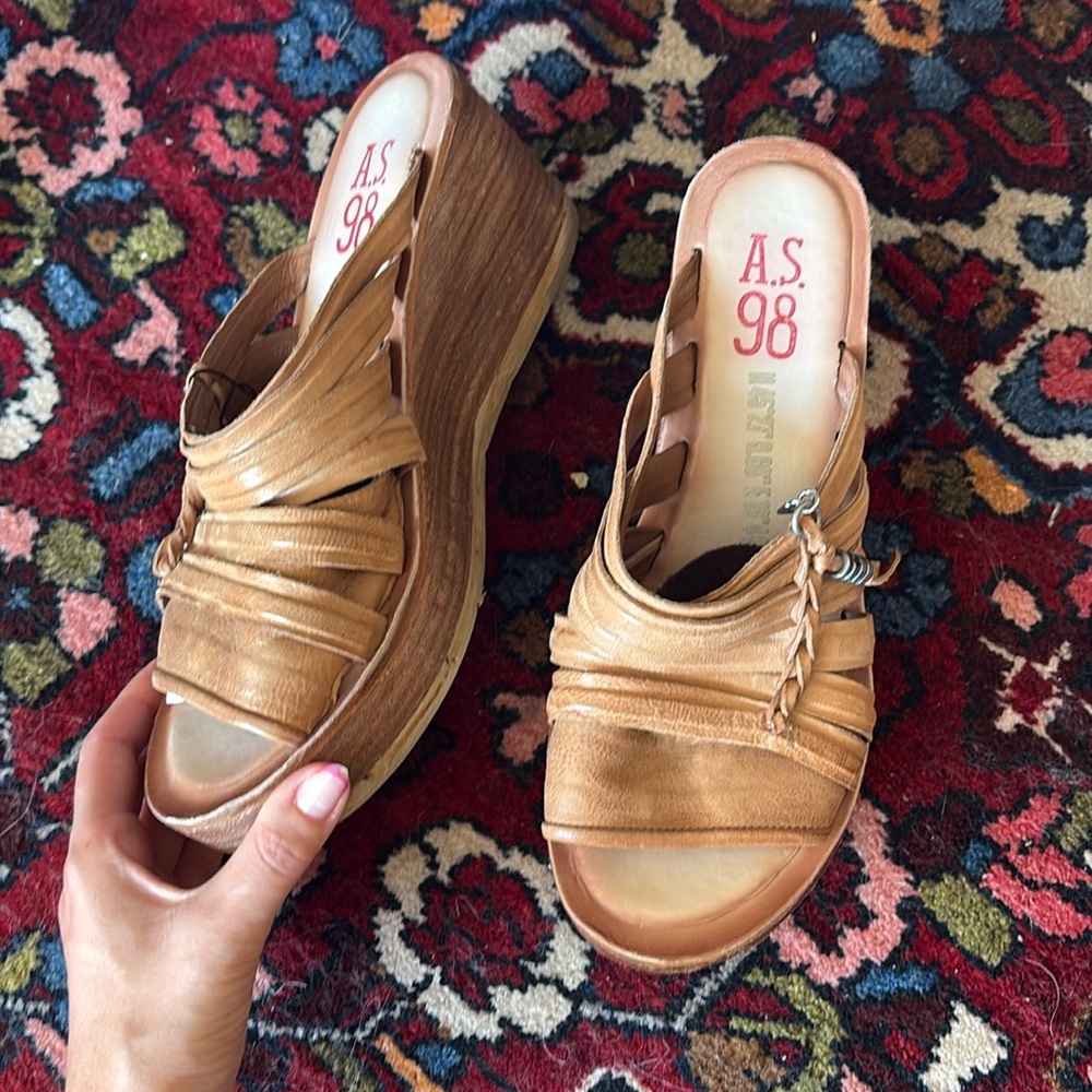 Stone Strappy Wedge Sandals